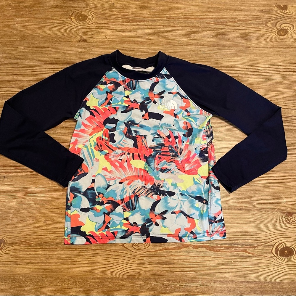 The North Face UPF 40+ Kids Swim Rash Guard - Navy and Multicolor